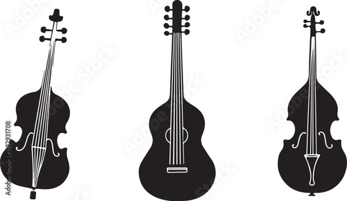 "Elegant Guitarist Silhouettes" or "Musical Princesses with Guitars