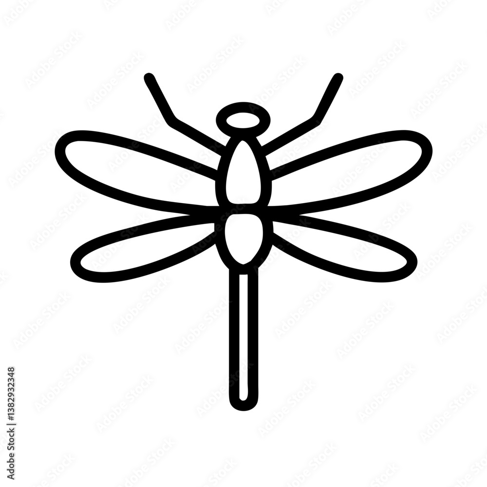 dragonfly vector icon, simple black outline line icon of dragonfly, animal vector line art icon dragonfly vector icon, simple black outline line icon of dragonfly, animal vector line art icon