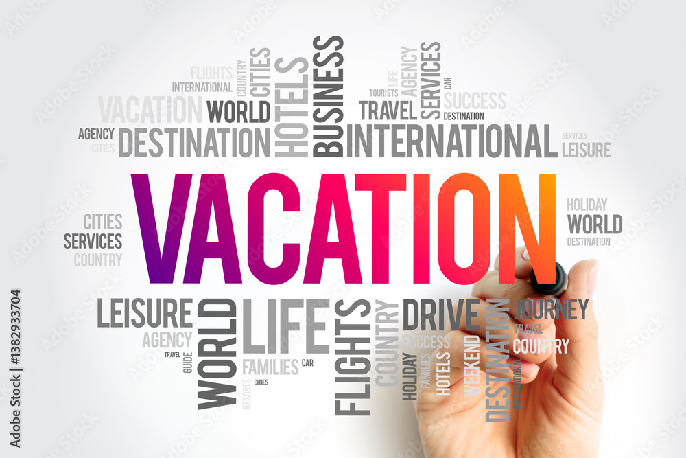 Vacation word cloud collage, travel concept background Vacation word cloud collage, travel concept background