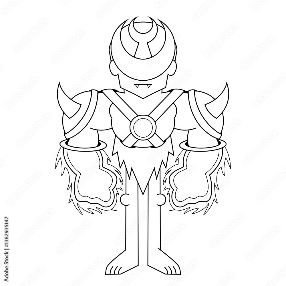 Obraz premium Cartoon character design of the strongest jungle hero outline