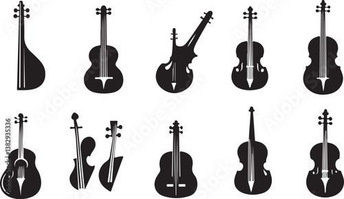 "Elegant Guitarist Silhouettes" or "Musical Princesses with Guitars