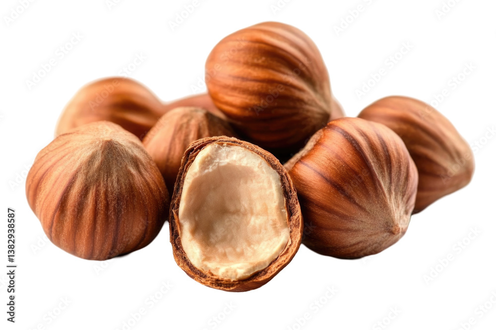 Close-Up Hazelnuts Image on transparent background Close-Up Hazelnuts Image on transparent background