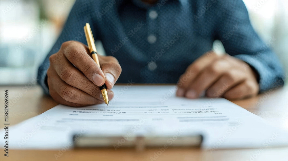 person is signing important documents with pen, emphasizing significance of insurance agreements and contracts in daily life person is signing important documents with pen, emphasizing significance of insurance agreements and contracts in daily life
