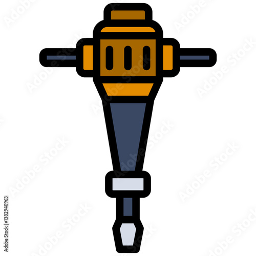 Jackhammer Flat Icon, Color Flat Icon Symbol Vector