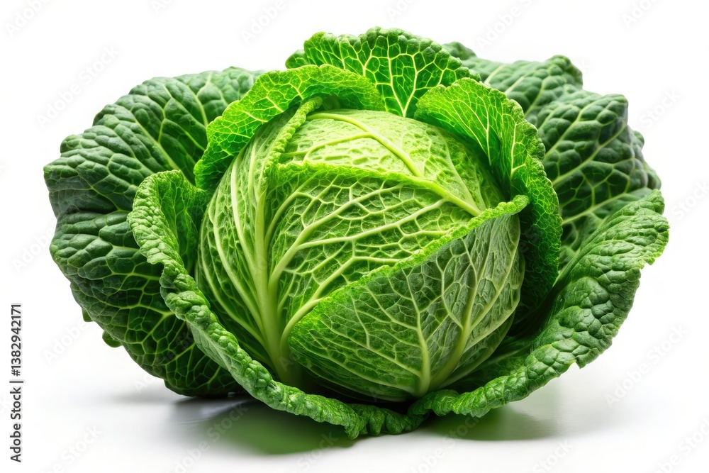 Crisp green pointed cabbage, pristine white backdrop; minimalist stock photo. Crisp green pointed cabbage, pristine white backdrop; minimalist stock photo.