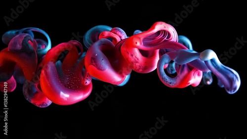Magical Pink and Orange Ink Motions in a Transparent Water Scene