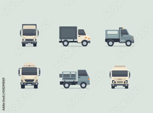 Delivery Truck Icons Set – Cargo Transport and Freight Vehicles