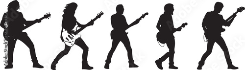 "Elegant Guitarist Silhouettes" or "Musical Princesses with Guitars