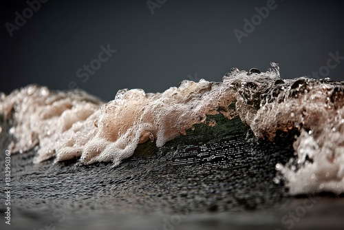 Ocean wave detail in motion, with textures and curves resembling data streams or organic energy pulses within nature’s dynamic network systems.