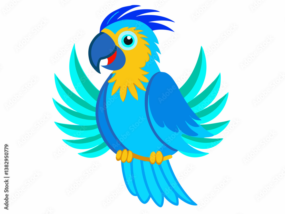 Obraz premium blue bird logo, vector illustration of a blue bird, blue bird with wings, blue and yellow macaw, blue and yellow macaw parrot