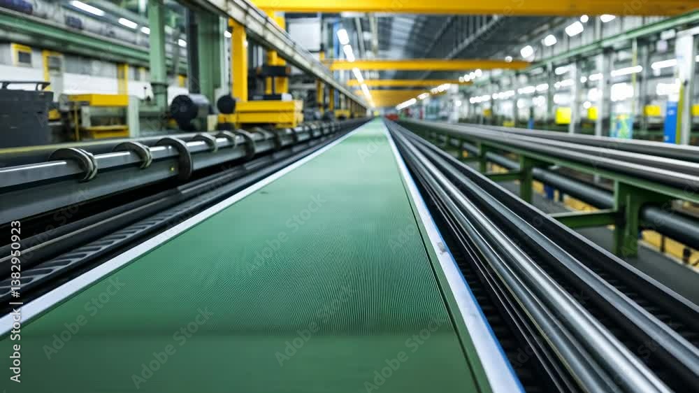 Industrial Conveyor Belt System in Factory Industrial Conveyor Belt System in Factory