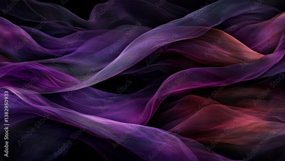 Fototapeta premium Abstract swirling purple and red fabric waves