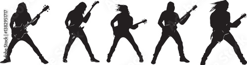 "Elegant Guitarist Silhouettes" or "Musical Princesses with Guitars