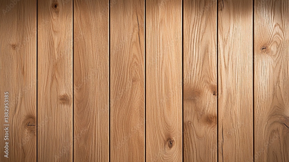 Fototapeta premium Wood planks arranged vertically, showing grain, texture, and color variations. Warm and natural appearance