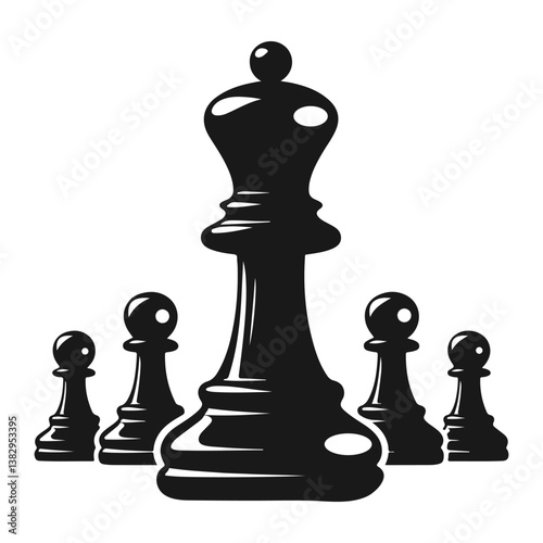 chess piece black logo silhouette vector