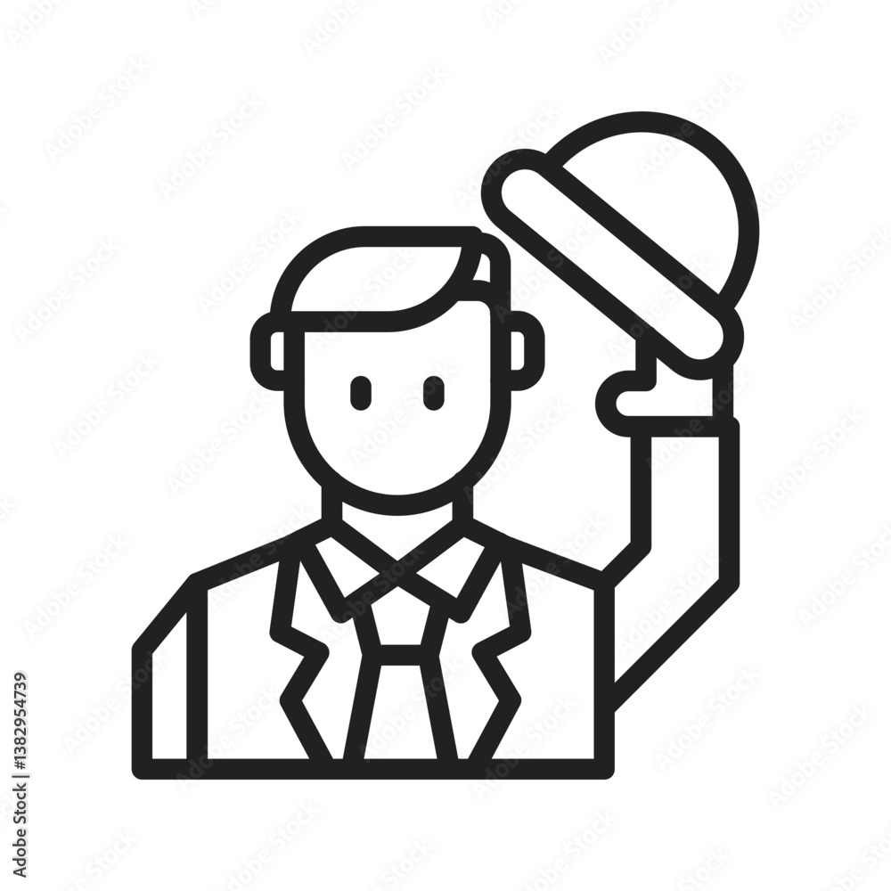 Elegant Man Saluting icon vector image. Suitable for mobile apps, web apps and print media. Elegant Man Saluting icon vector image. Suitable for mobile apps, web apps and print media.