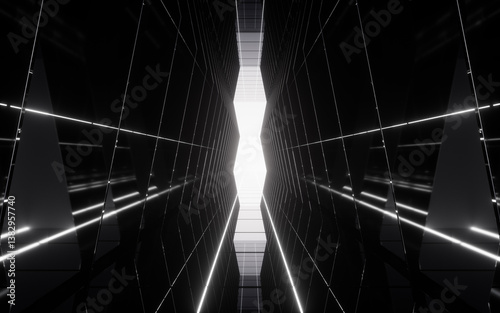 Fototapeta Naklejka Na Ścianę i Meble -  Abstract neon tunnel and light background, abstract and technology concept, 3d rendering.