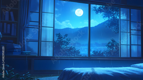 Rainy Night Room Illustration