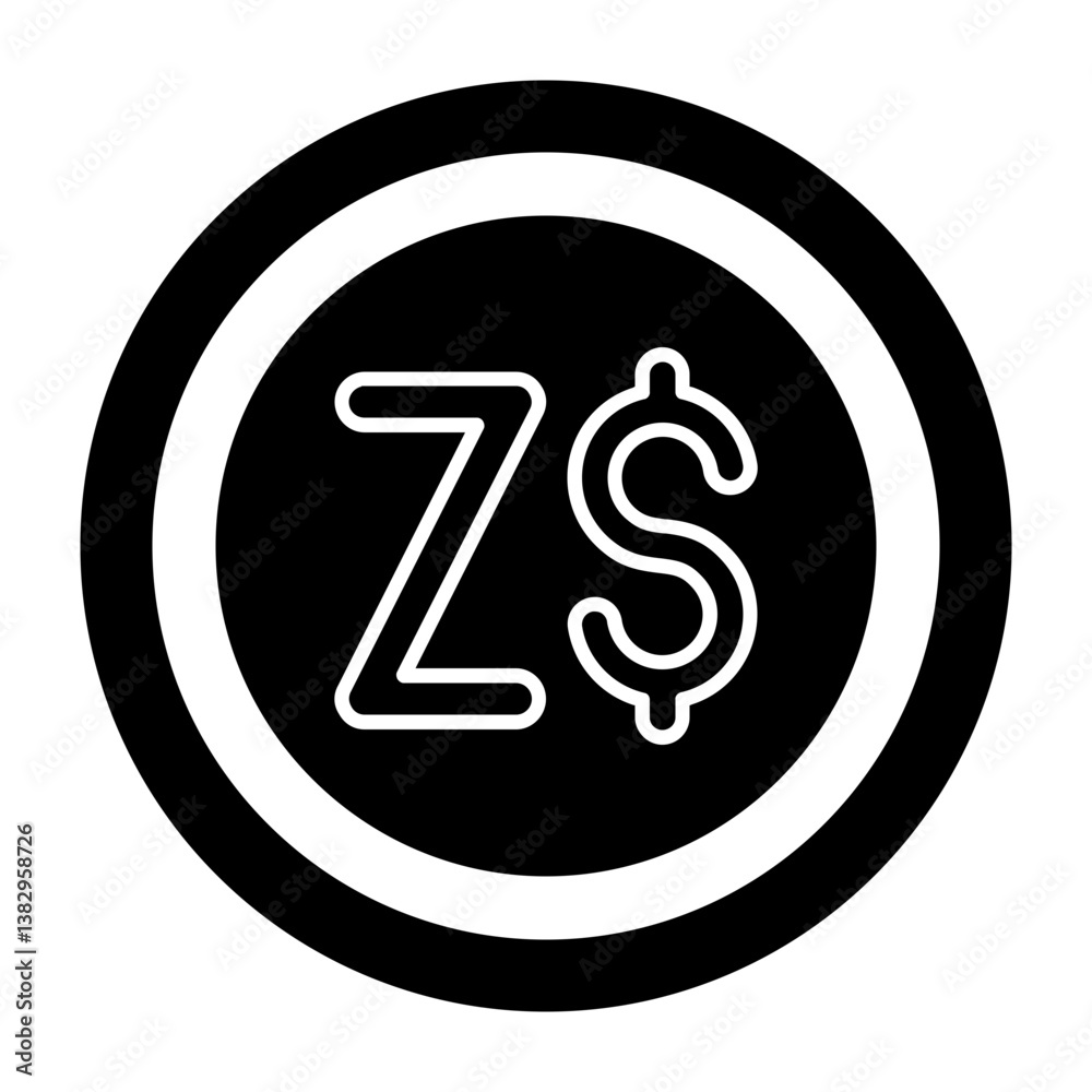 Zimbabwean Dollar Solid Icon Zimbabwean Dollar Solid Icon