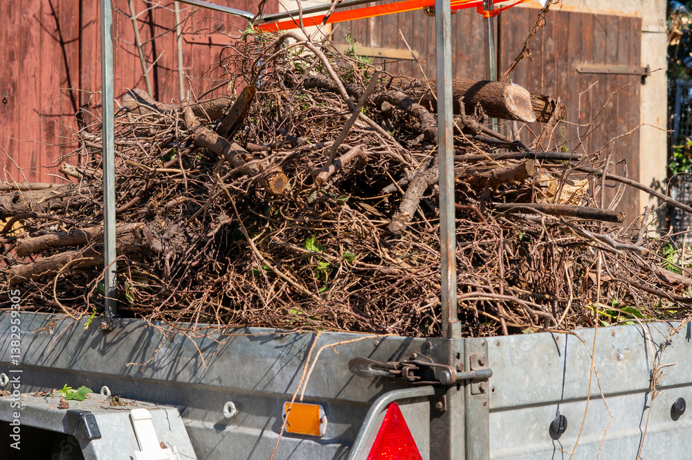 Trailer full of garden waste