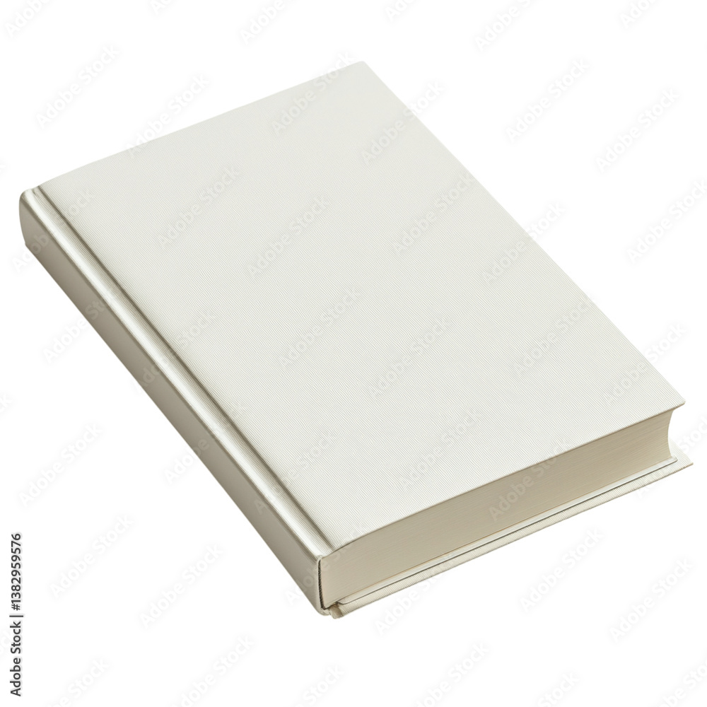 Blank hardcover book with smooth cover laying flat isolated on white background for creative design, publishing, or educational content Blank hardcover book with smooth cover laying flat isolated on white background for creative design, publishing, or educational content