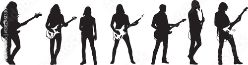 "Elegant Guitarist Silhouettes" or "Musical Princesses with Guitars
