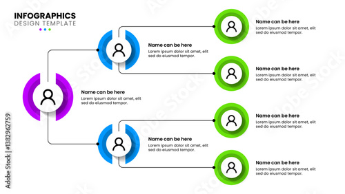 Infographic template. Business hierarchy with 3 levels