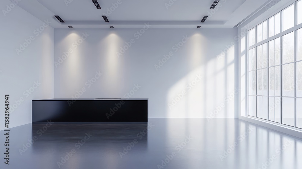 Fototapeta premium Empty modern reception area with large window