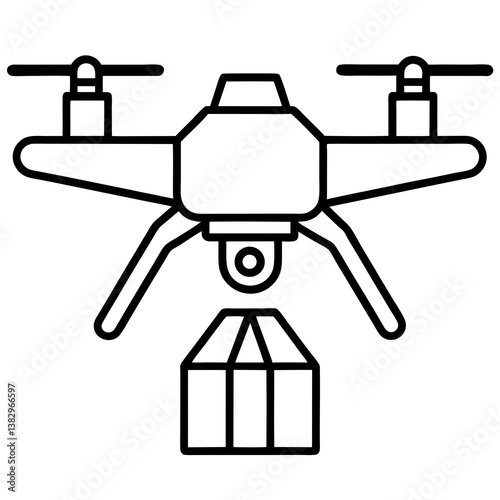 Drone Delivery Vector Illustration – Futuristic Aerial Shipping Concept AI Design File
