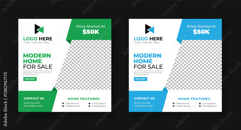 Obraz premium Rental Home For Sale Social Media Post Template | Home For Sale Social Media Post Template | CMYK| Print Ready | Facebook Post | Twitter Post | Linked