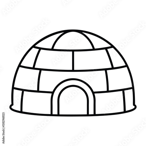 igloo vector art outline illustration,