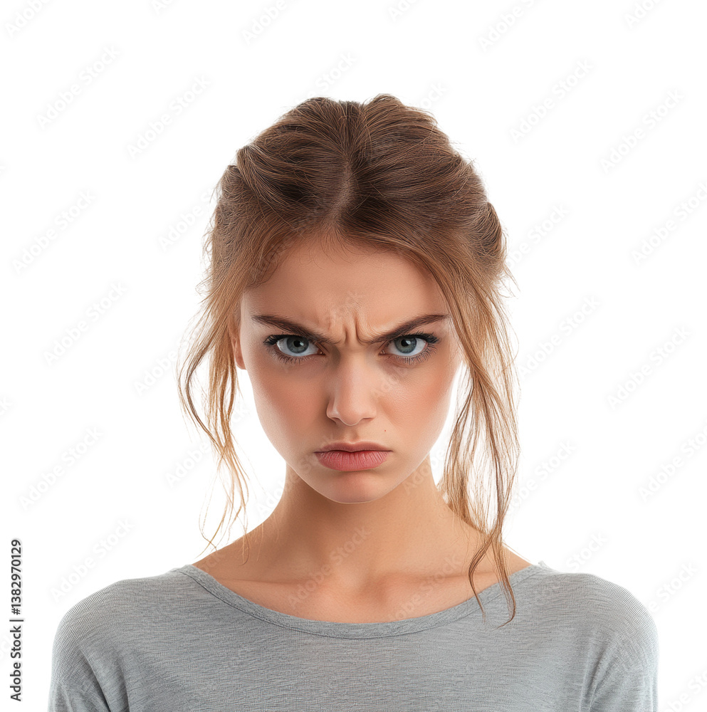 Intense expression portrait neutral isolated on transparent background, png Intense expression portrait neutral isolated on transparent background, png