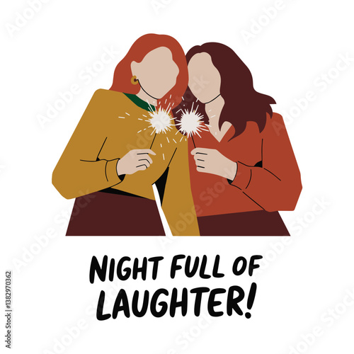Night Full of Laughter T Shirt Design Girls Bestfriends