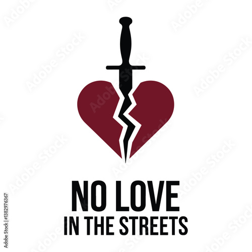 No Love in the Street T Shirt Design Broken Heart Sword