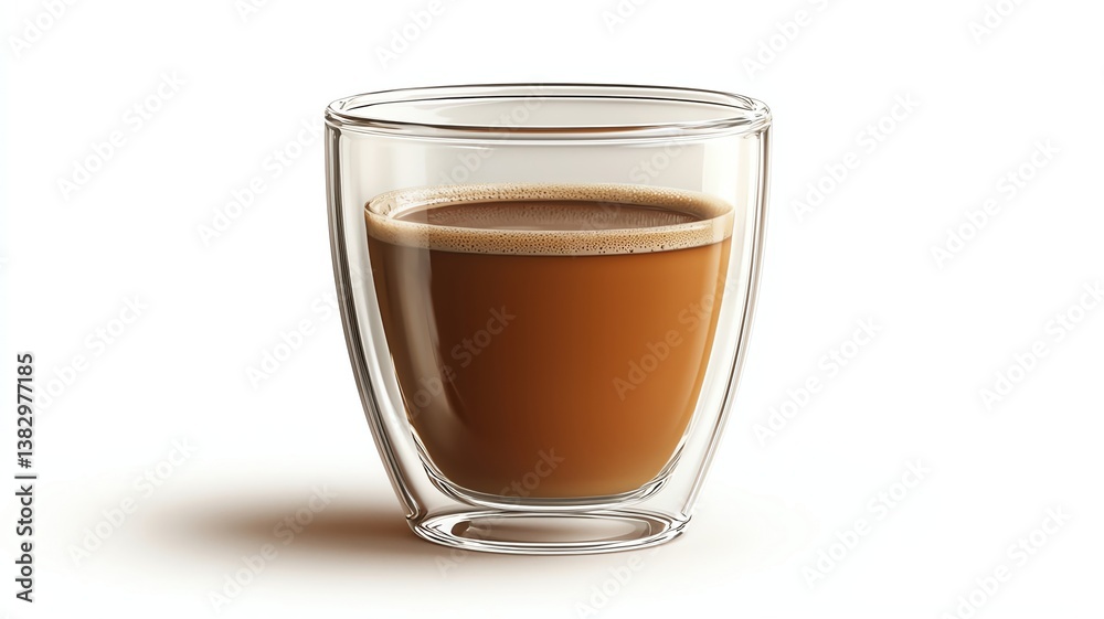 A clear glass cup filled with rich brown coffee, perfect for a morning boost or afternoon break. A clear glass cup filled with rich brown coffee, perfect for a morning boost or afternoon break.
