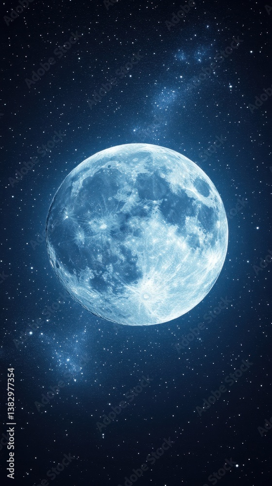 Fototapeta premium Ethereal moon in a starry night sky celestial sphere lunar surface cosmic background serene space exploration