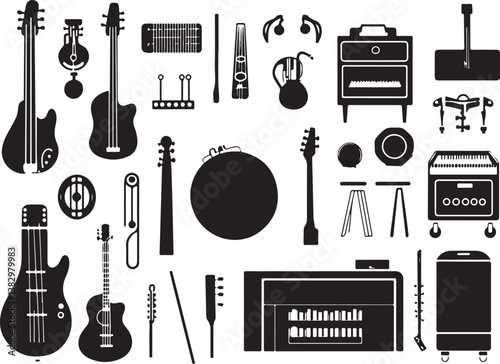 "Elegant Guitarist Silhouettes" or "Musical Princesses with Guitars