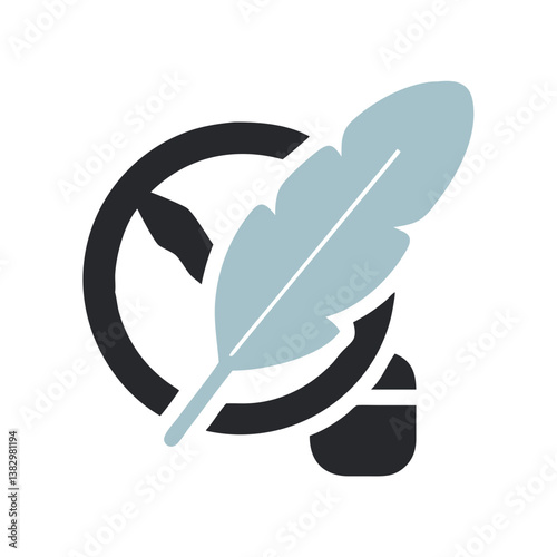 Vector illustration of a minimalistic "Hypoallergenic" sign featuring a feather and skin icon, symbolizing soft care