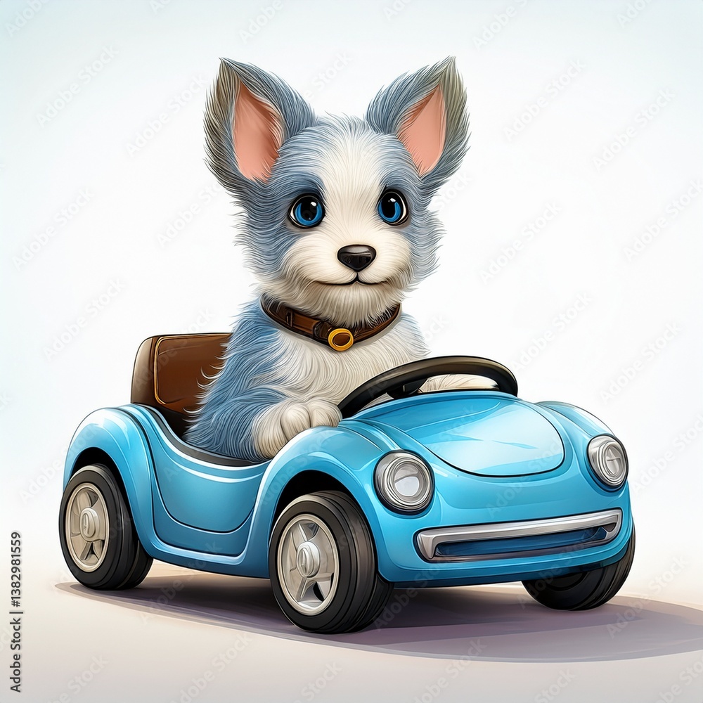 Fototapeta Bobtail im blauen Auto