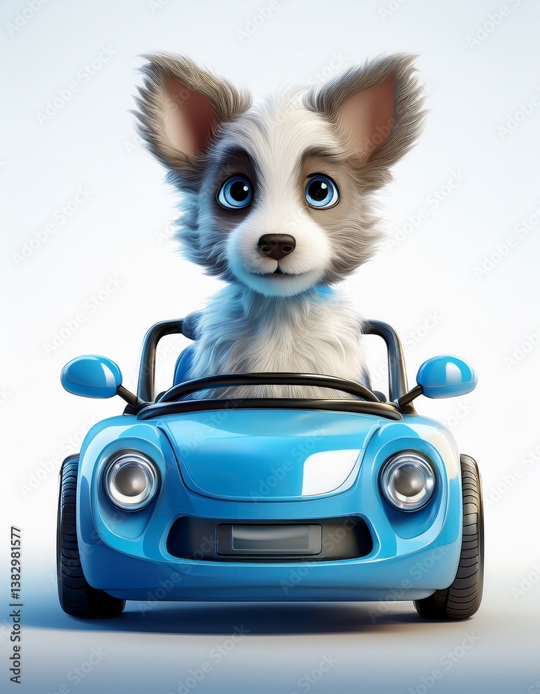 Fototapeta Bobtail im blauen Auto