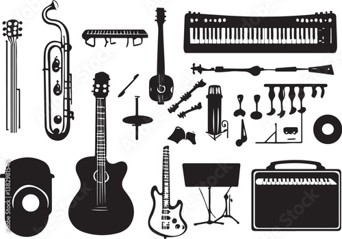 "Elegant Guitarist Silhouettes" or "Musical Princesses with Guitars