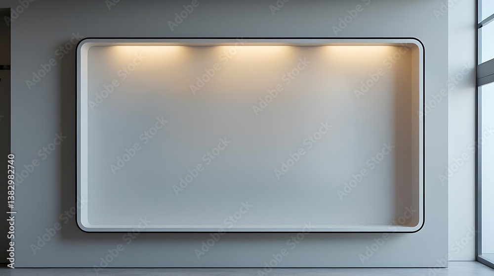 Professional photograph of a sleek, modern shopfront signboard with a prominent, rectangular empty space in the center, awaiting logo placement. Professional photograph of a sleek, modern shopfront signboard with a prominent, rectangular empty space in the center, awaiting logo placement.