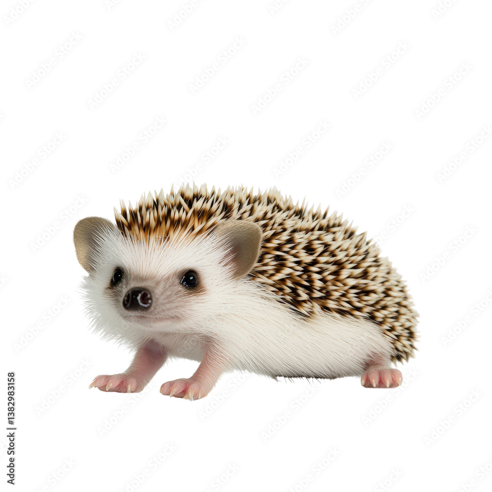 Obraz premium Adorable Close-Up of a Hedgehog on a White Background with Soft Focus Effect