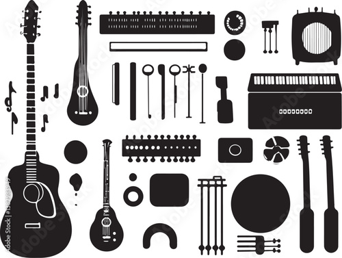 "Elegant Guitarist Silhouettes" or "Musical Princesses with Guitars