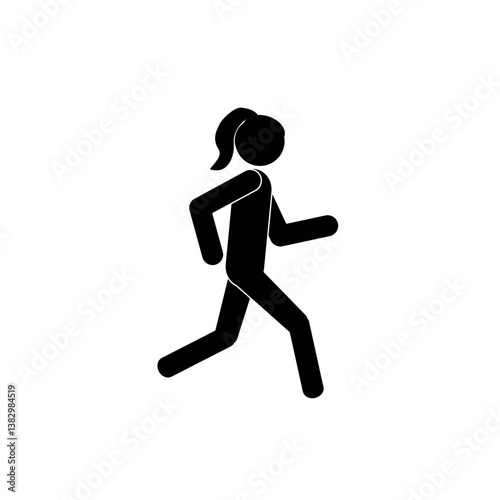 girl running, pictogram, figure, world running day, flat vector illustration on white background, healthy lifestyle, sports