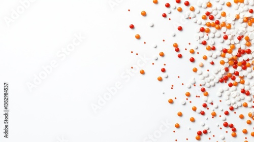 Colorful sprinkles scattered on white background photo