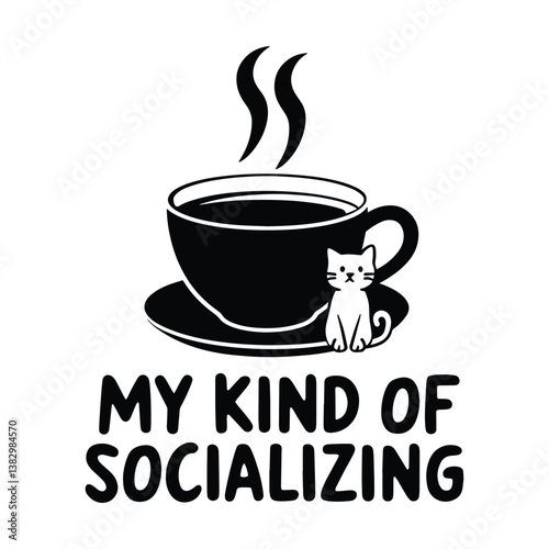 My Kind of Socialization T Shirt Design Coffee Cat