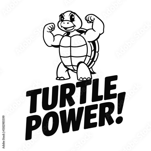 Turtle Power T Shirt Design Illustration