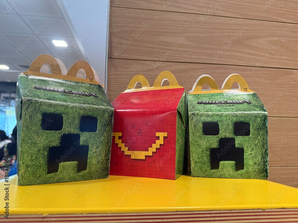 Fototapeta premium April 2025 - SM San Jose del Monte, Bulacan Philippines: McDonald's Happy Meal Minecraft Toy