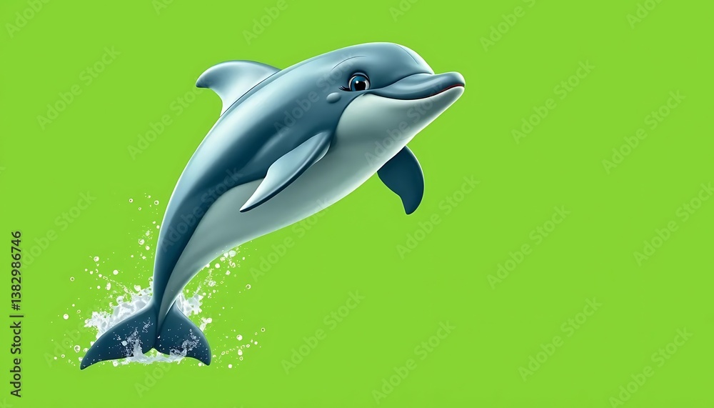 Fototapeta premium Dolphin Jumping Out of Water Against a Green Screen Background